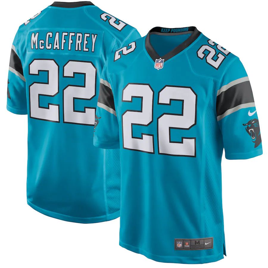 Men Carolina Panthers #22 Christian McCaffrey Nike Blue Game NFL Jersey
